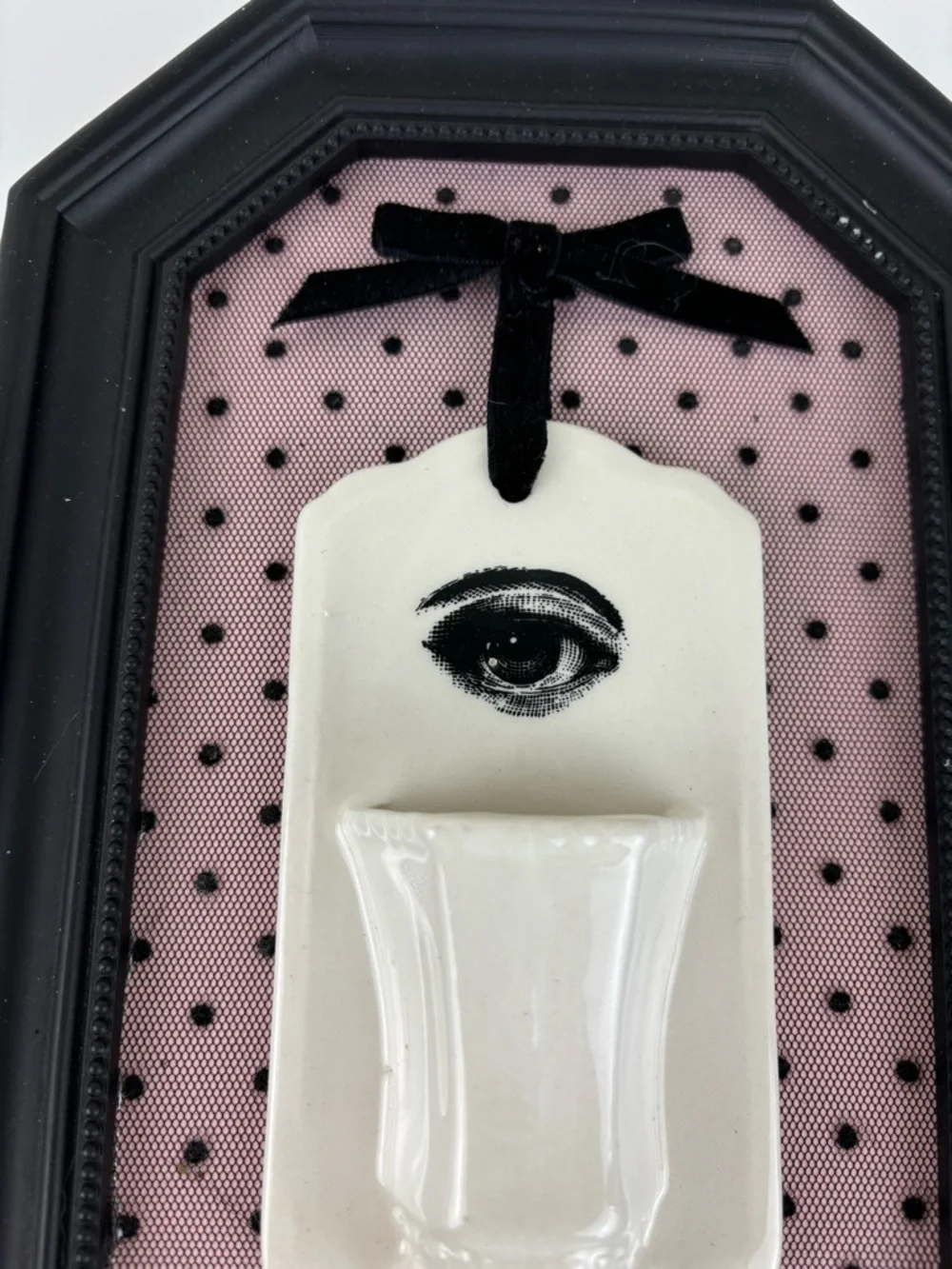 Gothic decor Framed Ceramic Vase Eye Wall Art - Pink & Black